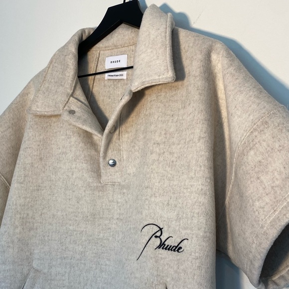 Rhude Shirt Pullover Sweatshirt Boxy Oversized F1 Polo Wool Mens Large Luxury - Picture 9 of 16